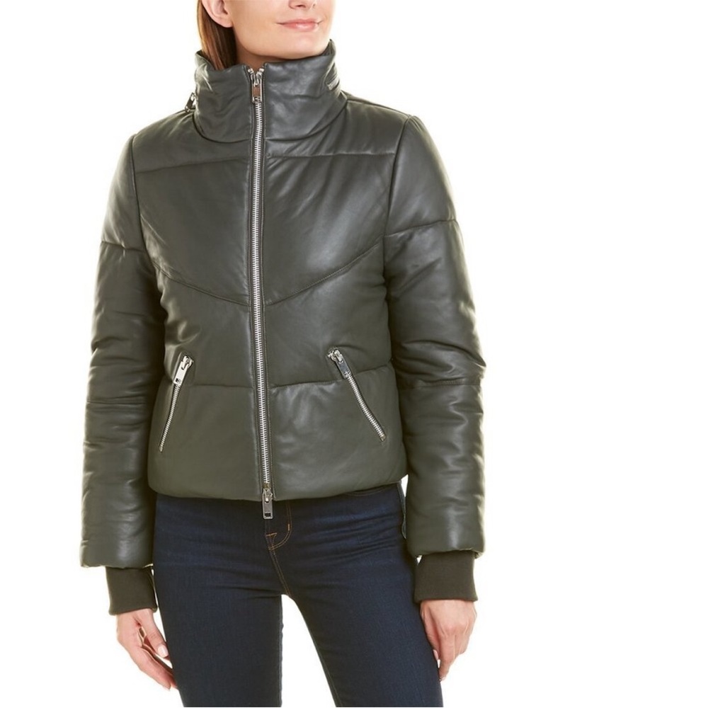 NWT! Walter Baker Leather Puffer Jacket. Size Small